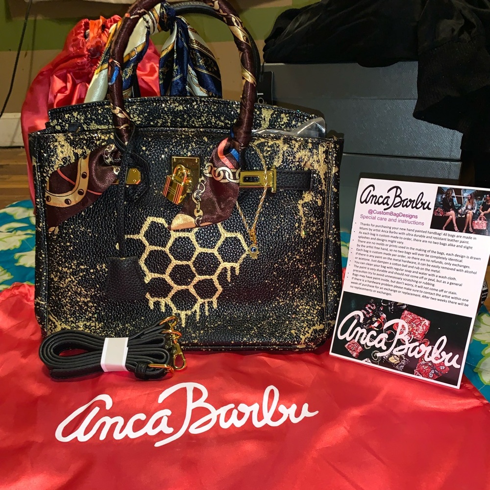 Brand New Anca Barbu custom bag design handbags by Miami artist Anca Barbu